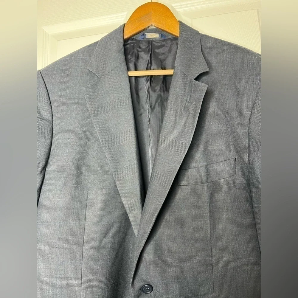 Brooks Brothers 346 Mens 42L Blue Plaid Wool Suit Jacket Blazer Sport Coat 42 L